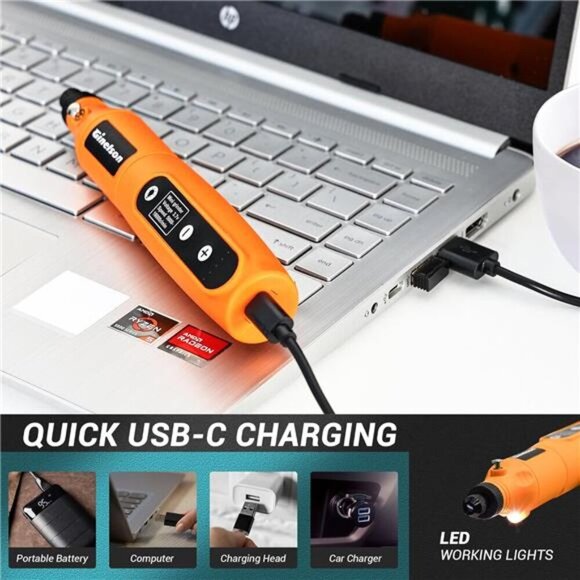 Cordless Rotary Tool,  Battery Pack, 5-Speed and USB-C Charging Rotary Tool Kit - Picture 12 of 14